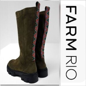 FARM Rio Lug Sole Boots Olive Green